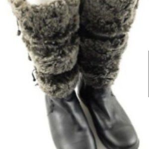 Biondo Womens Wool Lined Black Leather Mid-Calf Boots Size 10M